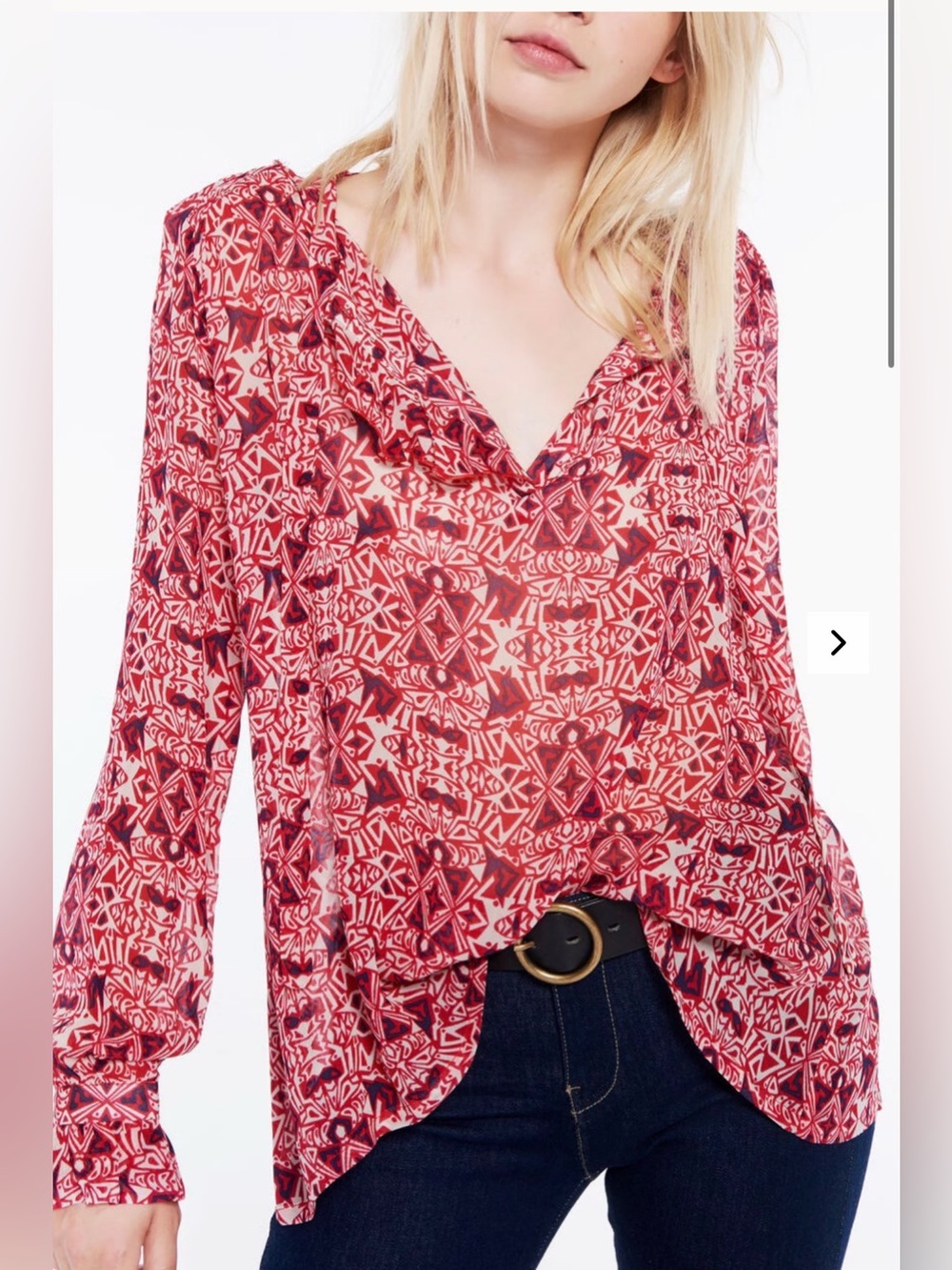 ✨ba&sh Rodeo Lady Blouse Red Print XS US 4 Boho Top✨